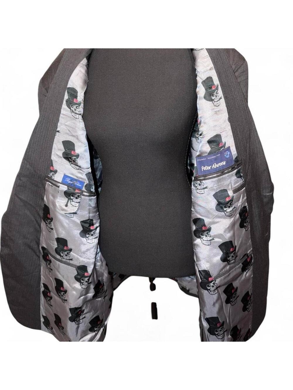 Royal Classic Custom Men's Charcoal Suit Jacket Skull Lining Bespoke 49R / 47x32